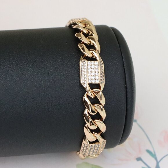 ✔ACCEPT OFFER Jewelry - "Bold Rose Gold Curb Chain Bracelet with Sparkling Accent Panels, XPBL0941